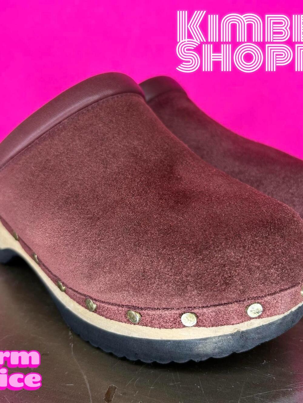 M. Gemi The Greta Shearling Lined Red Suede Clog EU 37.5 - 7 Wide or 7.5 Narrow